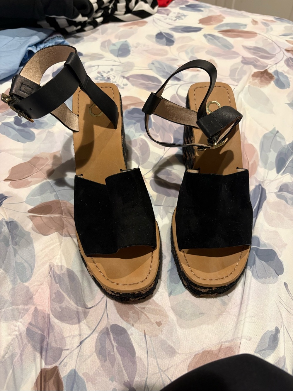 Louise et Cie Black Suede Open-Toe Ankle Strap Sandals
